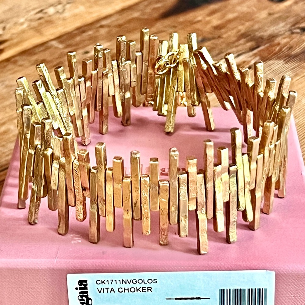 🌺🎉HP🎉🌺 NWT Cult Gaia Vita Choker Gold 🌟 RARE 🌟 - Picture 5 of 16